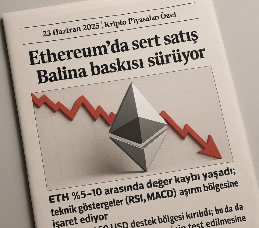 Ethereum’da sert satış dalgası: Balina baskısı fiyatları 2.100 dolara itebilir